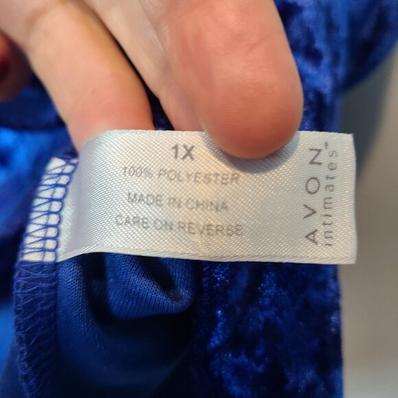 Vtg Y2K Babydoll Velvet Cami Lace Trim Fairy Tank Top Jewel Blue Size 1X Holiday - Picture 7 of 7